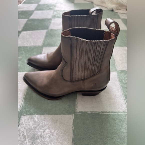 Frye Shoes - Frye Gray Leather Distressed Ankle Boots